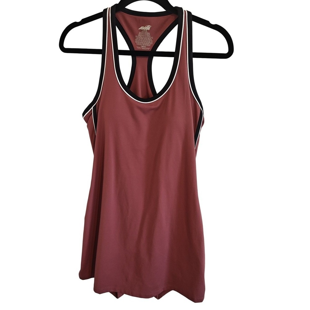 Avia Womens Mauve Rose Racerback Active Dress Built-in Shorts Pocket Large 10-12